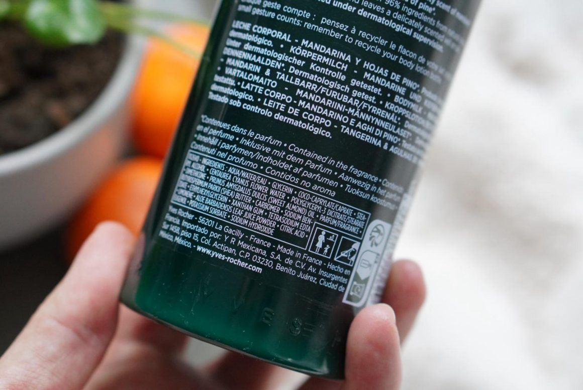 ingredientenlijst Body lotion Mandarijn en Dennennaalden yves rocher